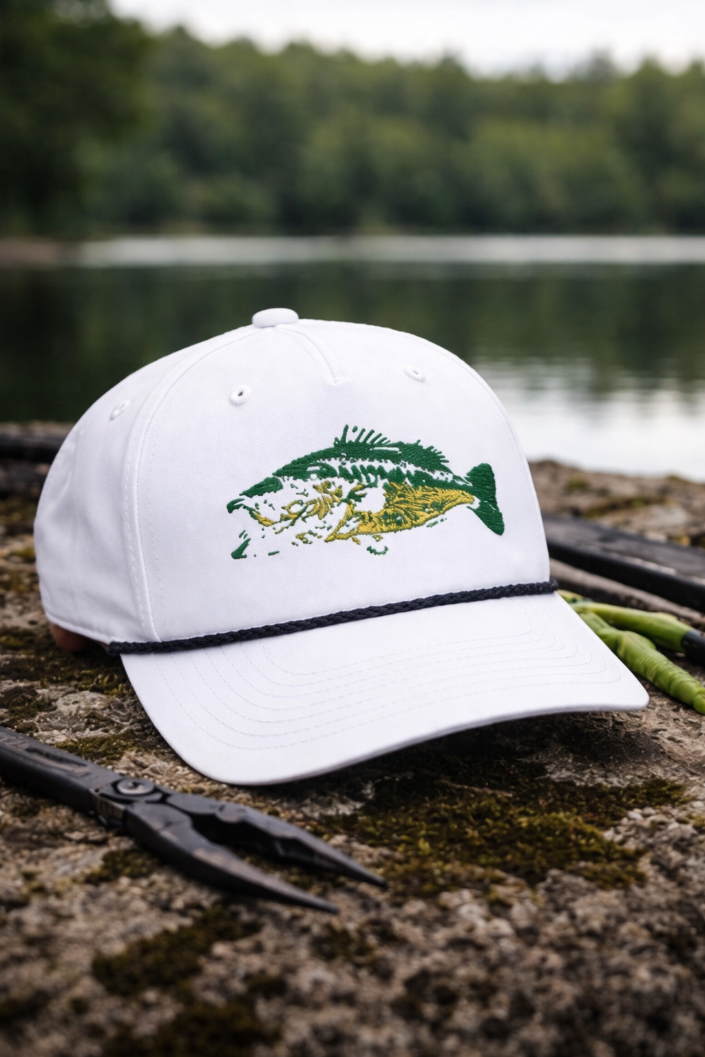 Embroidered Largemouth Bass golf rope cap